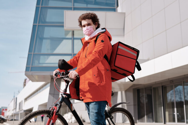 An image of a delivery biker.