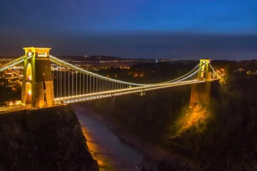An image of Bristol Bridge at night.