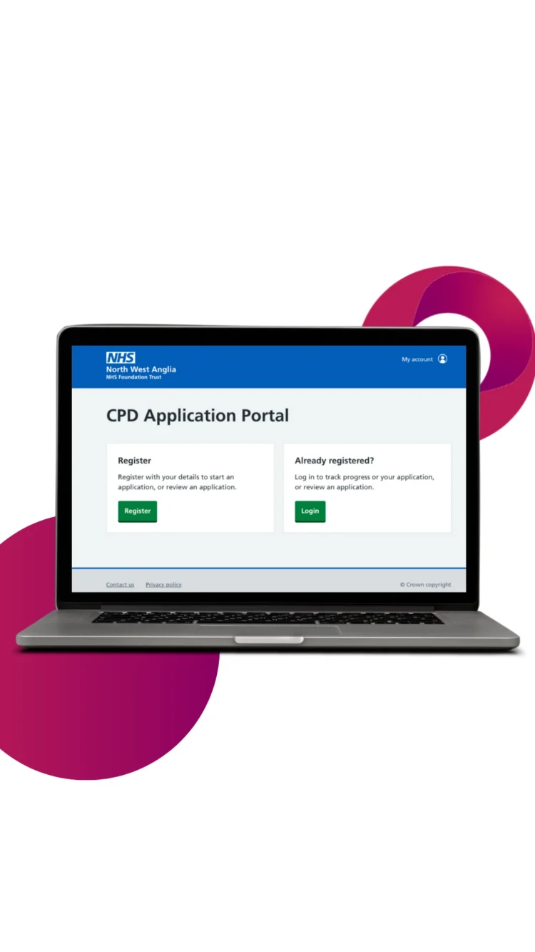 An image of a laptop displaying the NHS website with Red C branding.