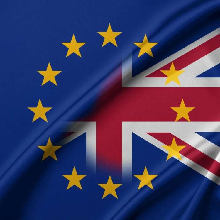 EU and UK flag merged together.