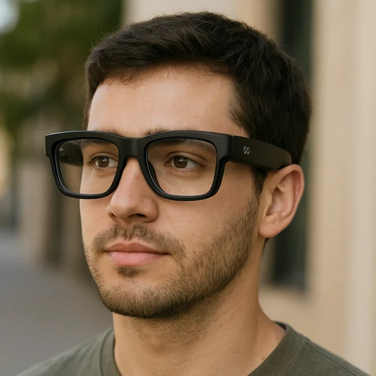 A man wearing Meta's new ar glasses