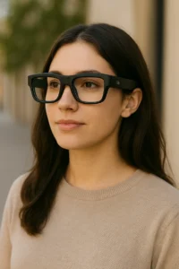 A woman wearing Meta's new ar glasses