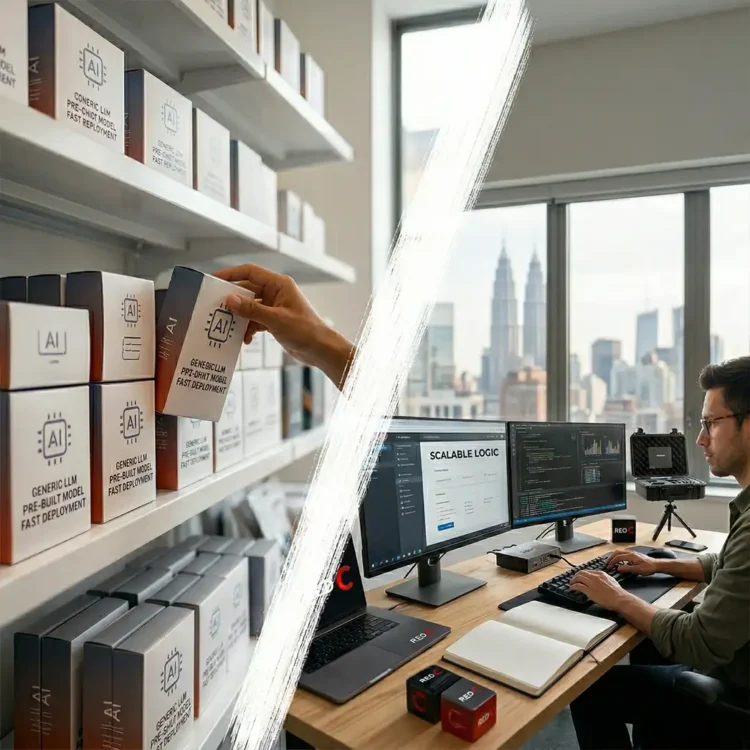 An image comparing off the shelve AI to custom built AI.